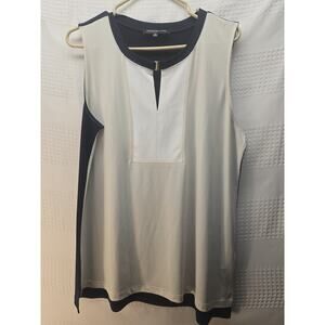 Jone New York Collection Blouse Womens Size XL Blue Cream Sleeveless Office